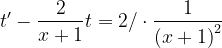 \dpi{120} t'-\frac{2}{x+1}t=2/\cdot \frac{1}{\left ( x+1 \right )^{2}}